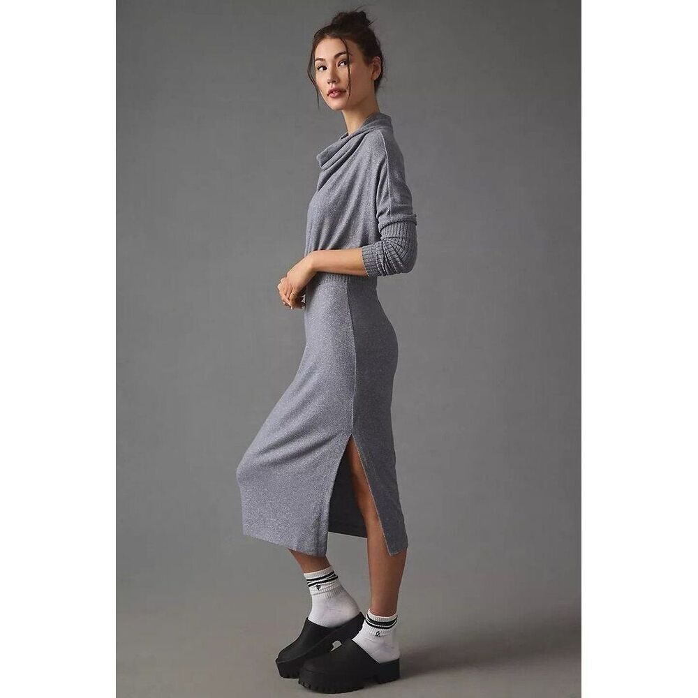 Anthropologie Daily Practice The Arabella drapey sweater dress gray size S